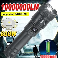 2000LM High Power LED Flashlight USB Rechargeable Zoom Tactical Torch Light