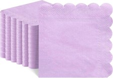 5 x 5 Inch, Scalloped Lavender Napkins Disposable Purple Cocktail Napkin Li