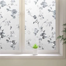 Frosted Window Privacy Film, Static Cling Decorative Glass Film, Anti UV Wind...