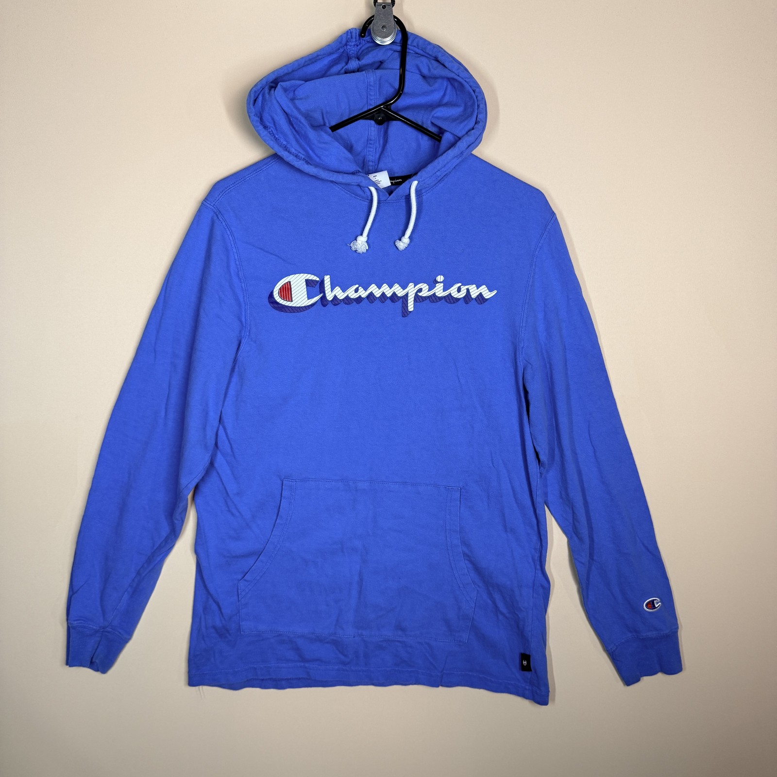 Champion Logo Hoodie Hoody Royal Blue Pullover Men's Size XL