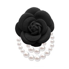 Elegant Camellia Flower Pearl Brooch Pin for Women Girls,Vintage Floral Hairp...