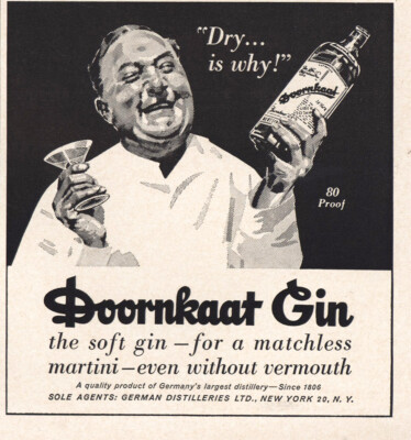 1964 Doornkaat Gin: Dry Is Why Vintage Print Ad