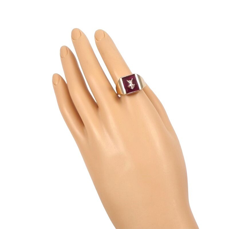 Solid 10K Yellow Gold Red Ruby Fraternal Order Of… - image 3