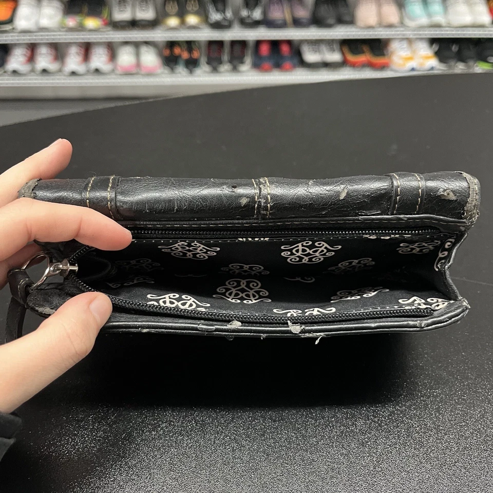 Jessica Simpson Wristlet Wallet Black/Grey Zip And Button Closure - Image 4 of 4