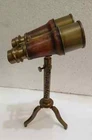 Nautical Antique Brass Binocular Telescope With Tripod Stand Home Decor