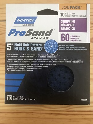Norton ProSand 5  60 Grit Sanding Discs Multi-Air Cyclonic 10 Pack Hook & Loop