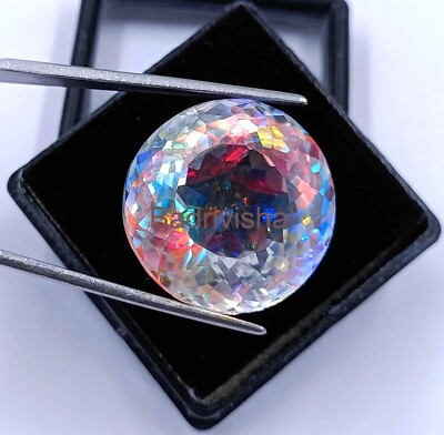 Rare Bi-Color Mystic Topaz 64 Ct Natural Certified Round Cut Loose Gemstone 4AUF