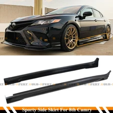 FOR 2018-24 TOYOTA CAMRY LE SE XSE XLE TR STYLE MATTE BLACK SIDE SKIRT EXTENSION