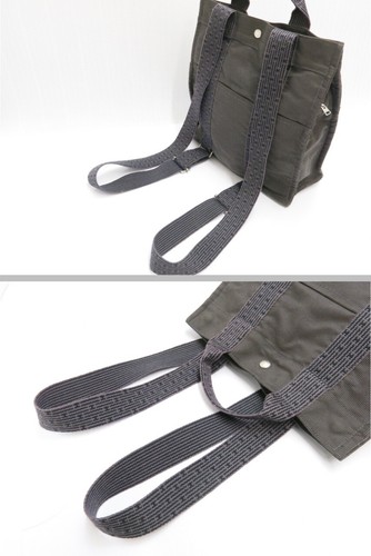 Authentic HERMES Her Line Ade MM Canvas Backpack Grey 18698805 - Picture 14 of 24