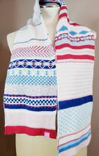 Joules Scarf Knit Neck Warmer Pink Blue Red Silver Metalic Stripe 7"x 47" Child