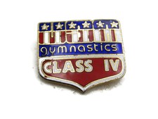 USA Gymnastics Class IV Lettered Pin Red White Blue Gold Tone