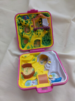 1 Polly Pocket mini Wild Zoo World+4 Figuren Elefant &Eisbär &Affe/Bluebird 1989