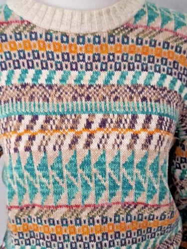 VTG Academia GRAPHIX Knit Mens MED Multicolor Coogi Style Cosby Sweater - Picture 2 of 10