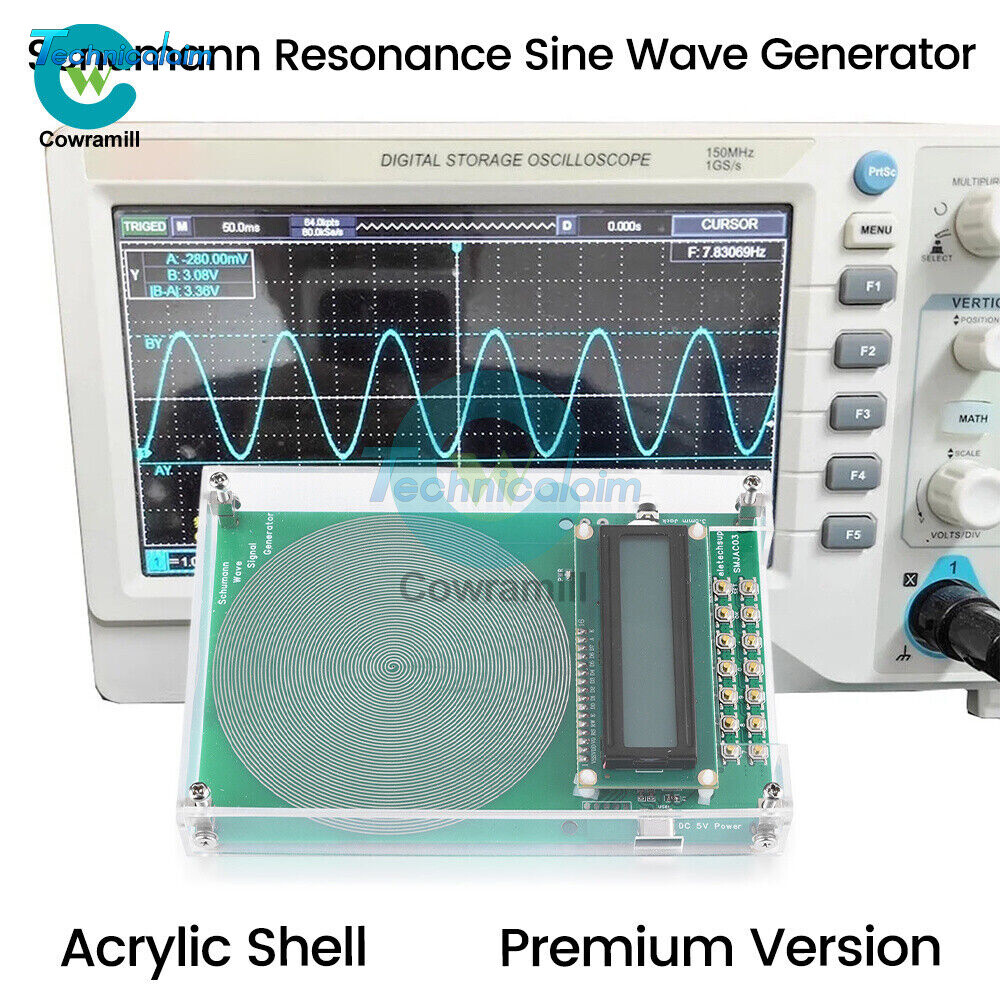 Schumann Wave Generator Pulse Sine Frequency +3.5mm Audio Output Connector +Case