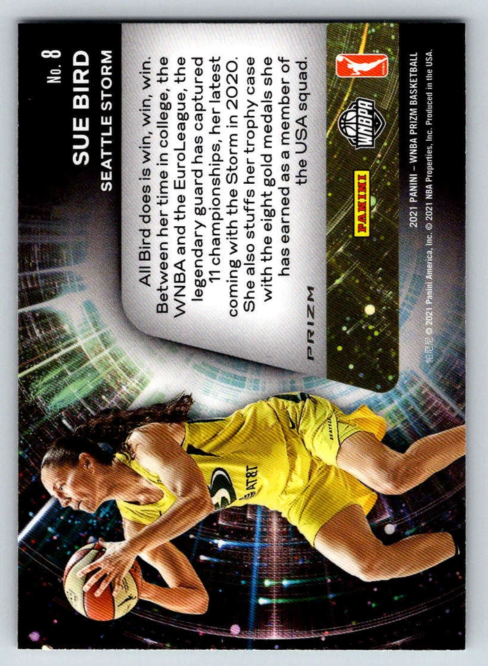 2021 Panini Prizm WNBA Far Out Prizms Green #8 Sue Bird (ref 214649) - Image 2 of 2