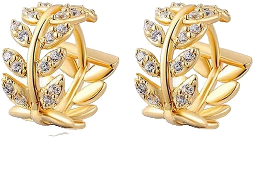 Pendientes de moda Huggie rellenos de oro blanco