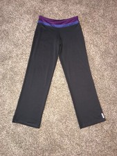 Reebok Grey with purple on waistband full length workout pants sz small