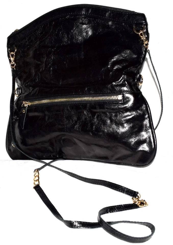 Bolso Bandolera de Hombro Joseph Charles Cuero Negro Plegable Convertible Foto 3 de 4