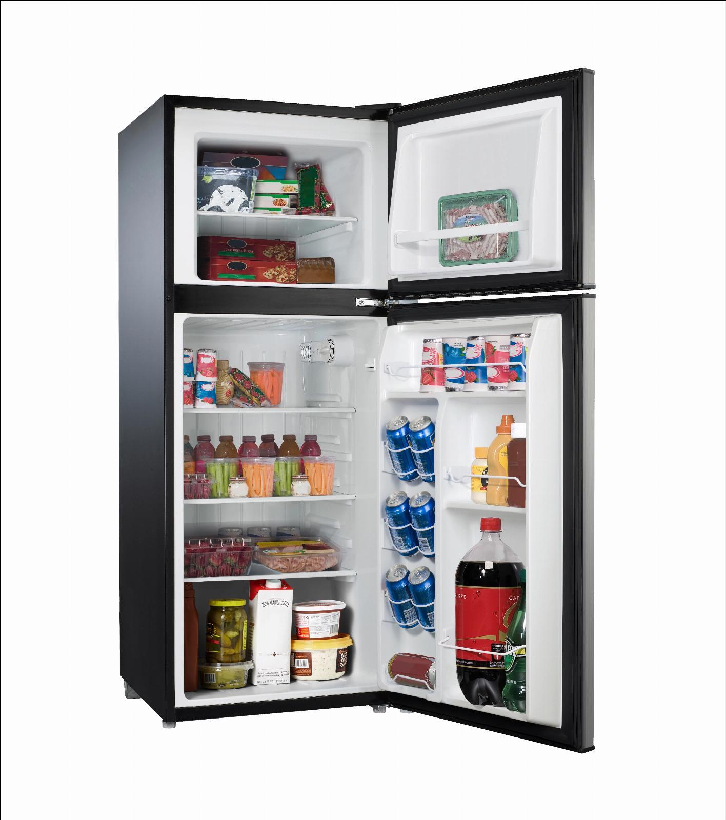 Compact Mini Fridge 2 Door Small Dorm Office Refrigerator Freeze Stainless Steel