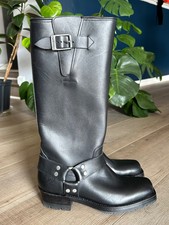 Embassy Black Leather Motorcycle Mens Boots U...