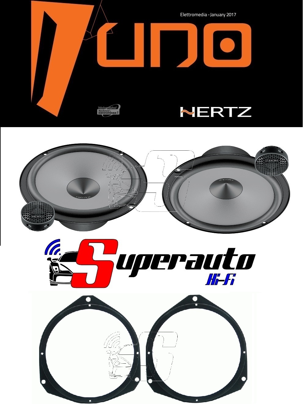 Hertz LINEA UNO K165 Kit Altoparlanti 2 vie 165 mm + supporti casse ALFA Mito