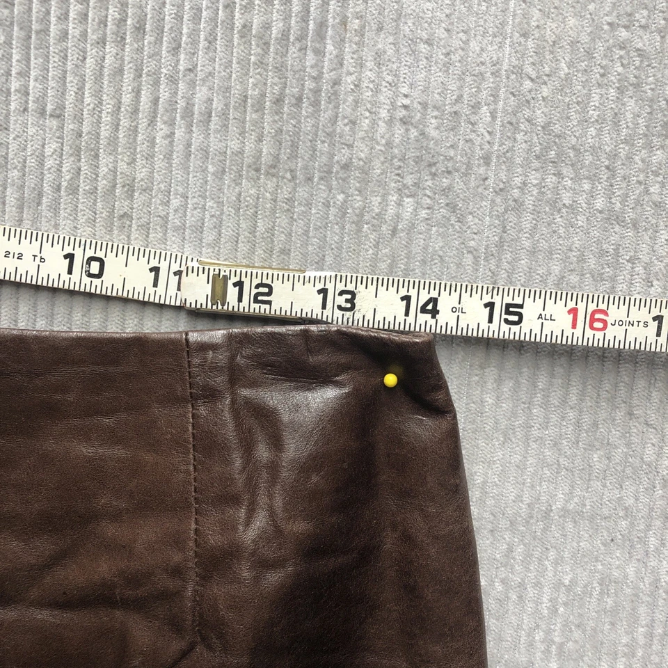 Hugo Buscati Collection Womens Leather Skirt Size 8 Brown Kick Split - Image 3 of 4