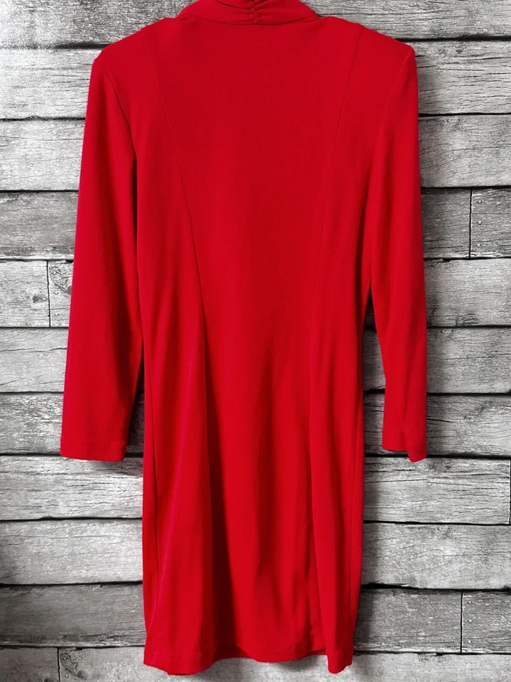 Vestido envolvente All That Jazz vintage botón manga larga algodón tejido EE. UU. rojo 9/10 Foto 2 de 4