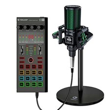 Podcast Equipment Bundle, XLR to 3.5mm Studio Condenser Microphone Kit Green