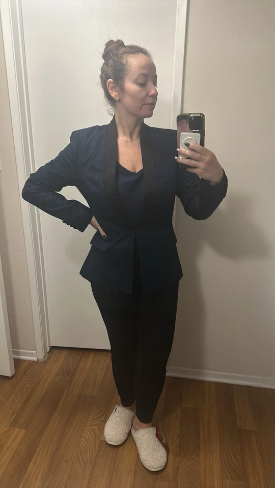 BANANA REPUBLIC - Blazer azul marino con detalle negro nuevo con etiquetas - talla 8 Foto 4 de 4