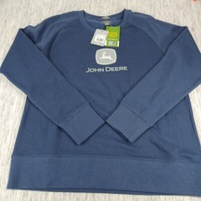 John Deere Sweater Women's X Large Blue Heavyweight Pullover Fleece Crew Neck