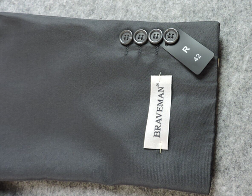 Braveman Mens 42 Regular 42R Blazer Suit Jacket Double Vent NWT Dark Gray - Picture 12 of 14