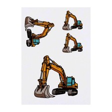 4 x 'Excavator Digger' Temporary Tattoos / Transfers TO00036151 