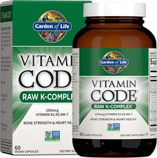 Garden of Life Vitamin K2 and K1, Vitamin Code Vegan K Complex Vitamin for Bone