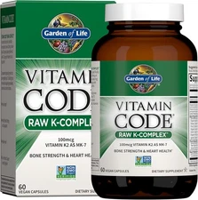 Garden of Life Vitamin K2 and K1, Vitamin Code Vegan K Complex Vitamin for Bone