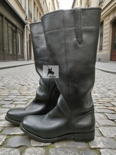 Civil War Stove Pipe Boot,Handmade upper to sole Genuine Black Leather Boot Shoe