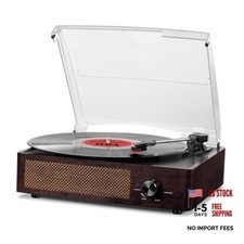 Vinyl Record Player Turntable with Built-in Bluetooth Receiver  2 Stereo Brown