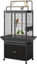 Large Bird Cage Parrot Parakeet Cage w/ Play Top Storage Cabinet Indoor Outdoor