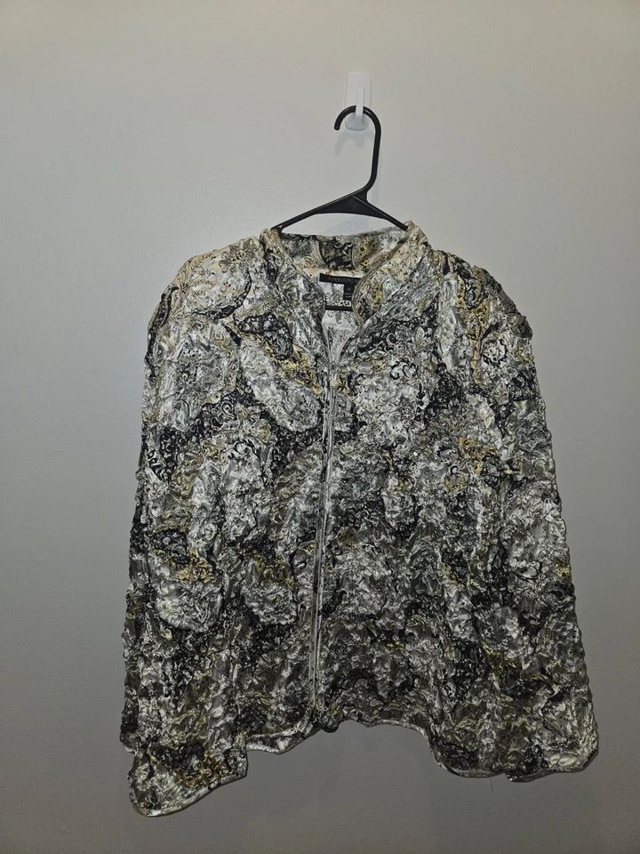 Adressing Woman Bunche and Sequin Zip Long Sleeve Jacket Plus Size 3X - Image 3 of 4