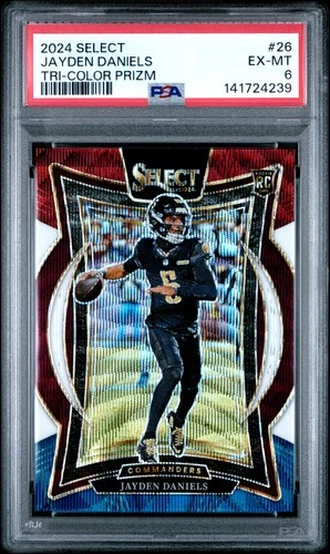 2024 PANINI SELECT TRI-COLOR PRIZM #26 JAYDEN DANIELS ROOKIE RC 170/299 PSA 6