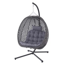 COMO GARDEN EGG CHAIR OUTDOOR INDOOR FOLDING RATTAN METAL HANGING SWINGING CHAI
