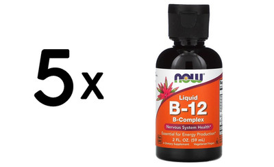 5 x NOW Foods Vitamin B-12 Liquid B-Complex - 60 ml. (143,30 EUR/L)