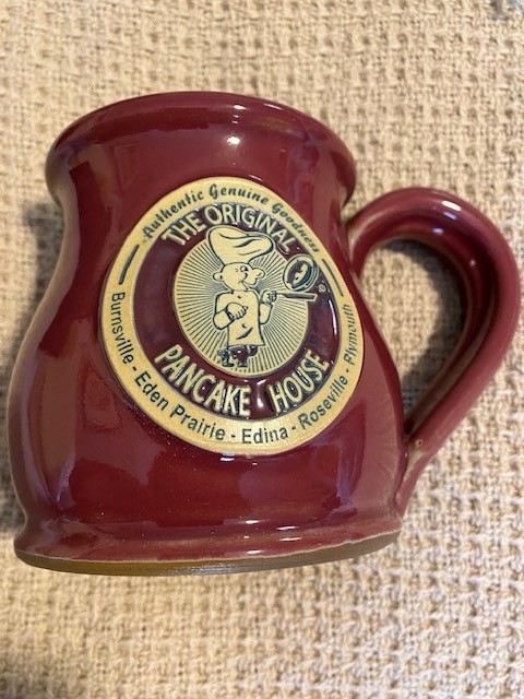 Deneen Pottery Mug The Original Pancake House. Edina, Roseville Minnesota, Rosy