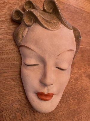 Vintage Leonardi Art Deco Wandmaske - Handarbeit Gips, 30er Jahre