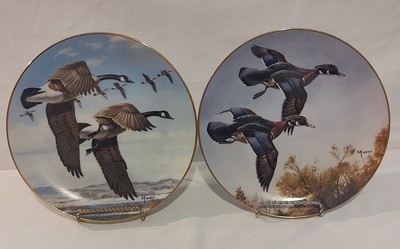 Danbury Mint Ducks Taking Flight Plates (2) Collection by David Maass - EUC