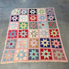 Vtg Thrashed Quilt - Handmade