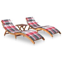 Sonnenliegen 2 StüCk Mit Tisch Und Auflagen Massivholz Akazie