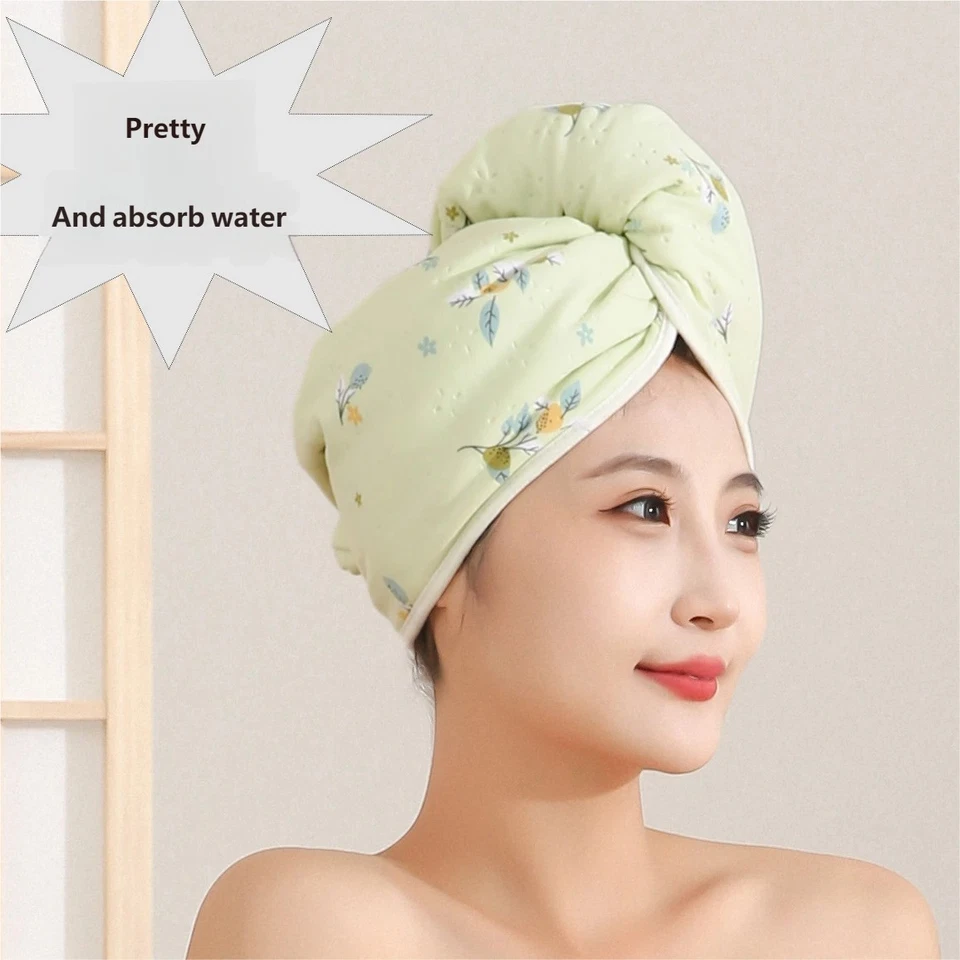 Двухцветное впитывающее полотенце для волос с цветочным принтом высокая красота быстрая сушка - Изображение 2 из 4