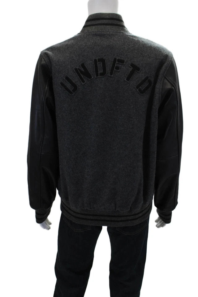 Chaqueta de bombardero universitaria BAPE A Bathing Ape para hombre con botones gris lana talla grande Foto 4 de 4