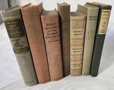 7 Lot Antique Vintage Hardcover Shabby Books Shelf Decor Prop Set Staging Worn