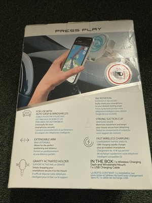 Press Play 10W Fast Wireless Charging Dash Windshield Mount